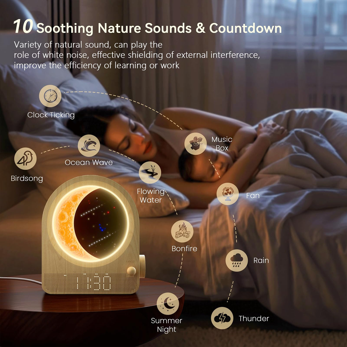 blonbar bedside clock creates calm ambient nightlight and mood