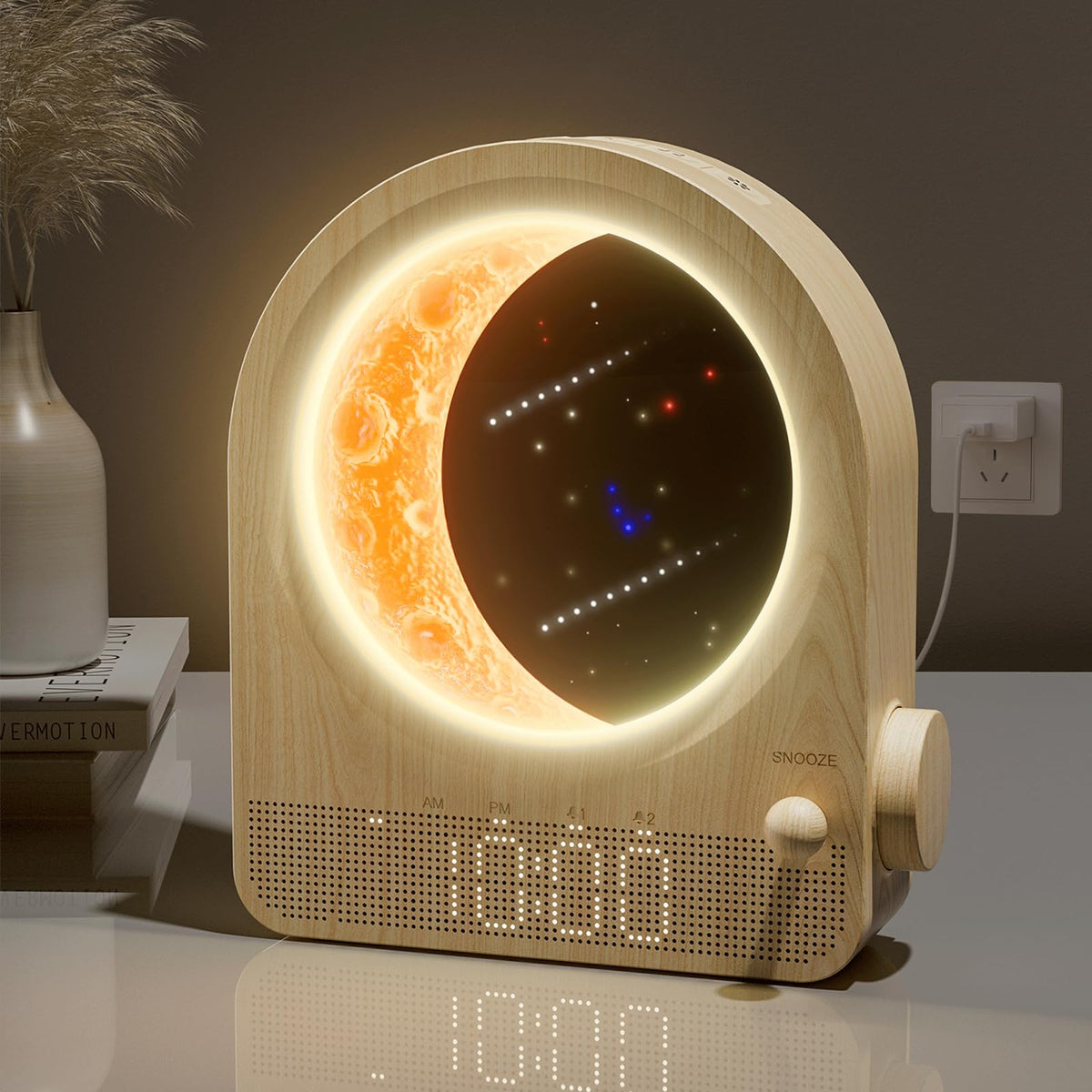 blonbar sunrise alarm clock front view with gradual dawn light for a gentle wake
