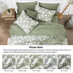 BLOOMHAVEN bedroom shot showcases sage green floral theme and easy styling