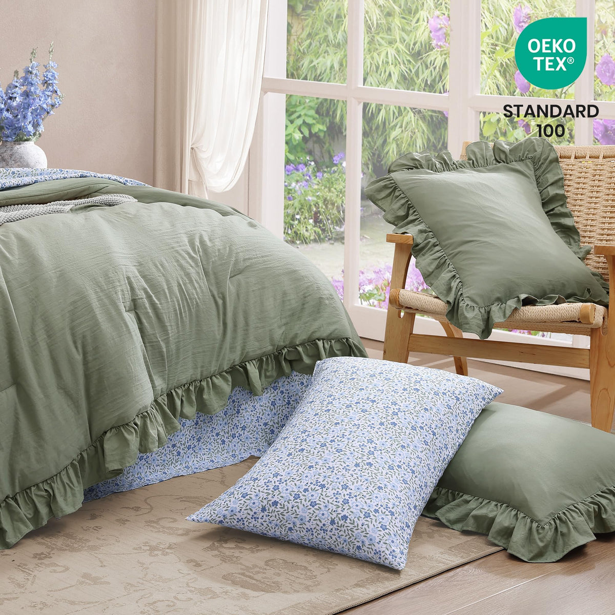 BLOOMHAVEN comforter texture shows ultra-soft microfiber for restful nights.