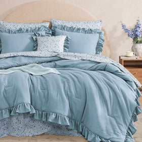 BLOOMHAVEN floral sheets detail highlights exclusive print and color.