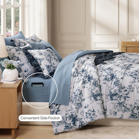 BLOOMHAVEN microfiber fabric close-up emphasizes ultra-soft touch.