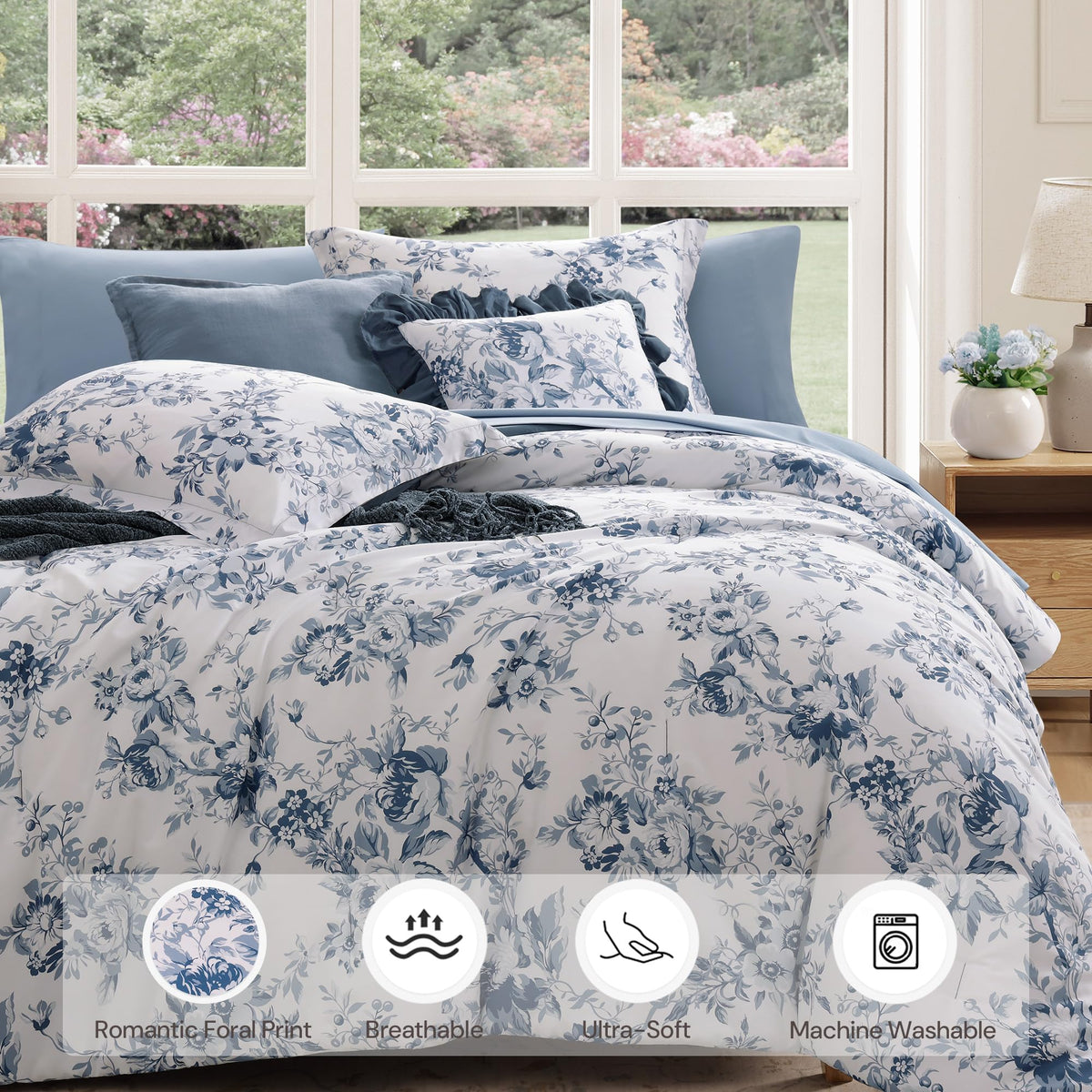 BLOOMHAVEN OEKO-TEX certified label on the bedding set.