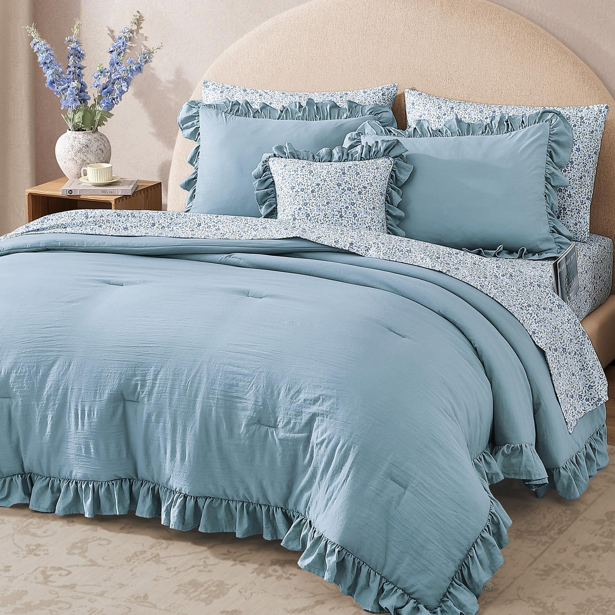 BLOOMHAVEN pillowcases and shams coordinated for a polished bed display.