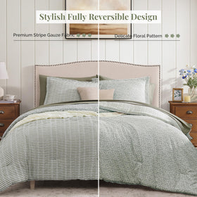 BLOOMHAVEN queen comforter reverse floral pattern adds timeless charm for any season.