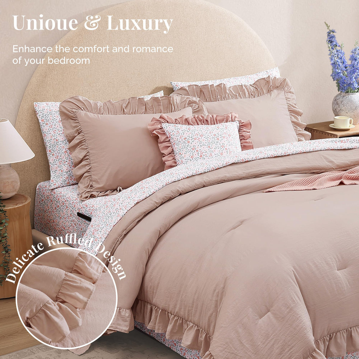 BLOOMHAVEN floral sheets on a queen set for vibrant, coordinated bedroom decor