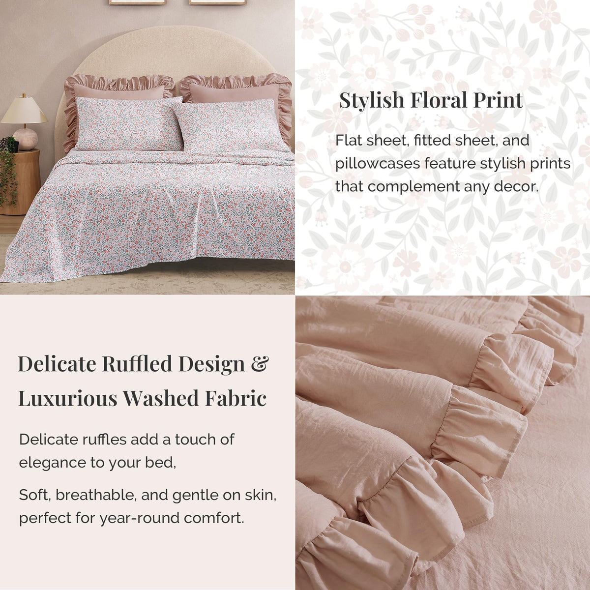 BLOOMHAVEN shams pair with the set to complete a lush look