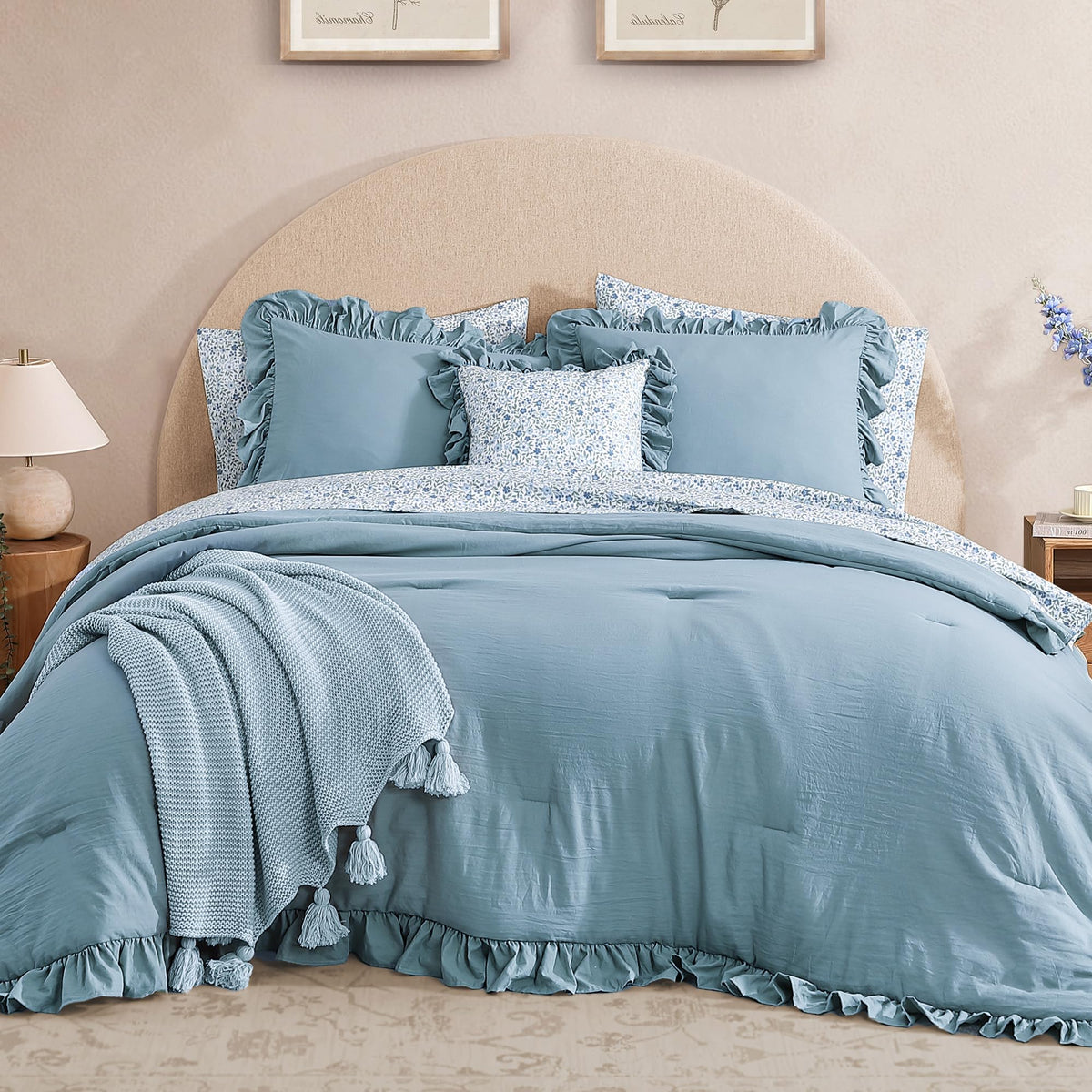 Bloomhaven queen fitted sheet with floral print complements soft, breathable sleep.