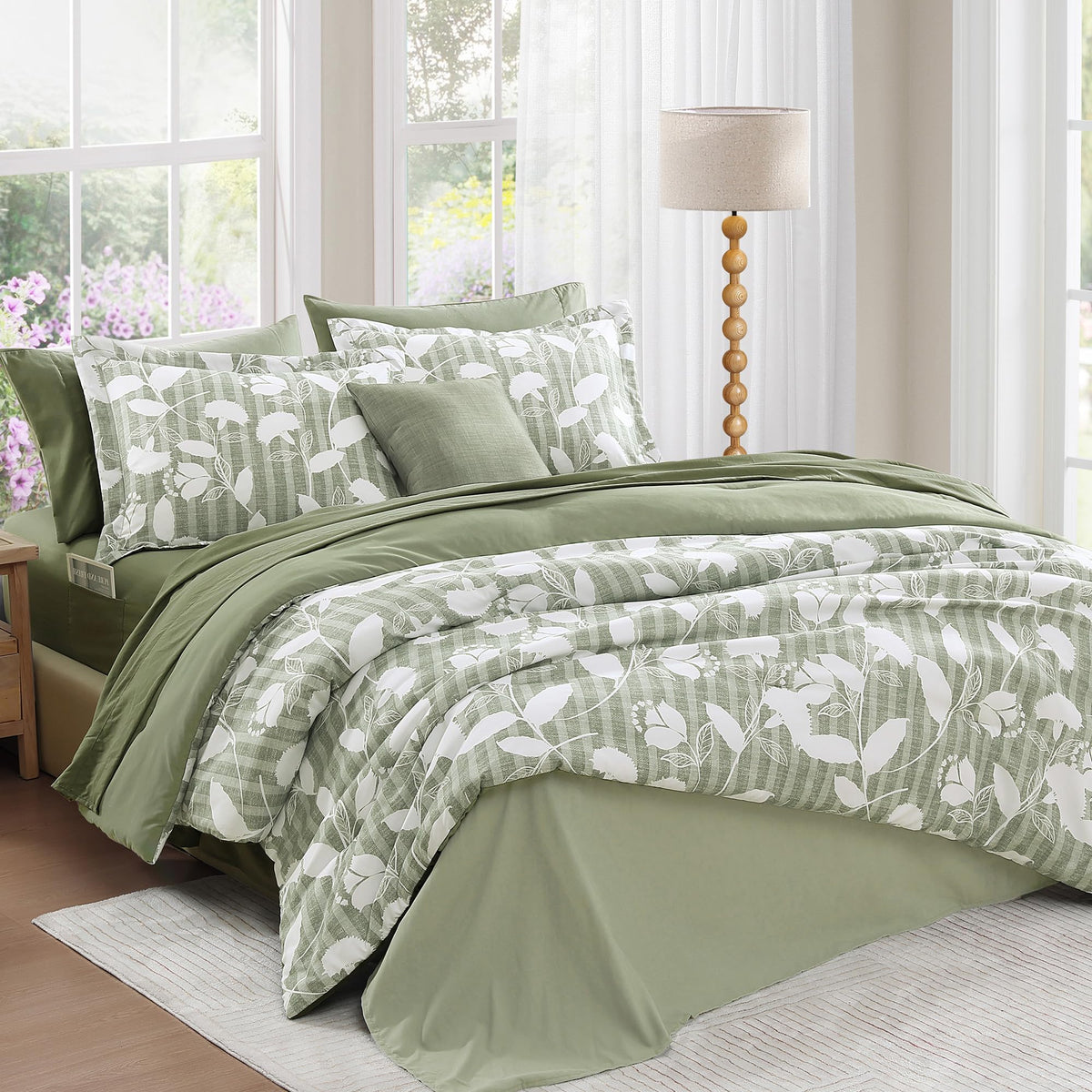 BLOOMHAVEN queen flat sheet shows Delphine print for cohesive, stylish bedding