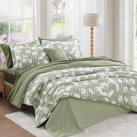 BLOOMHAVEN queen flat sheet shows Delphine print for cohesive, stylish bedding