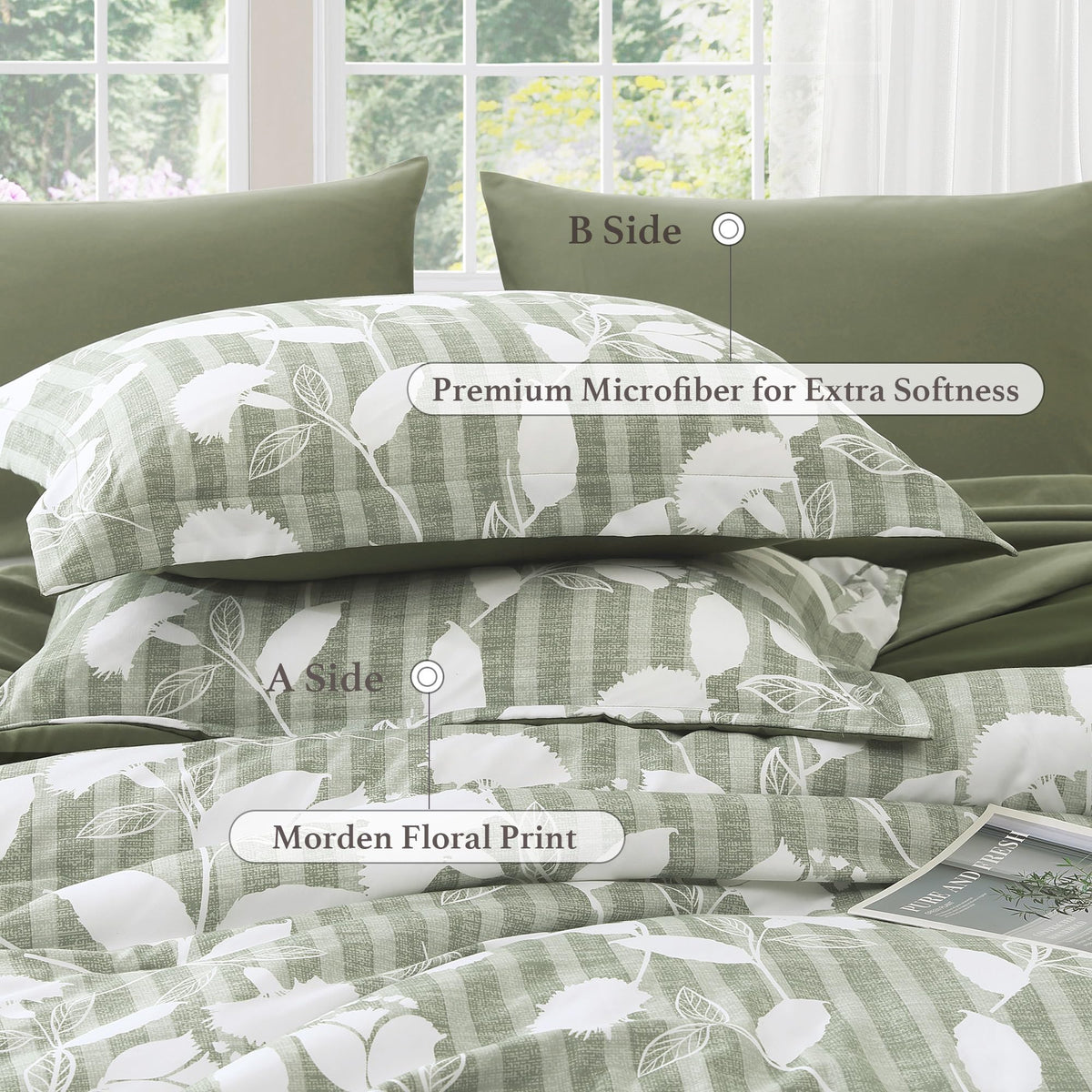 BLOOMHAVEN pillowcase set with Delphine florals coordinates bedside decor