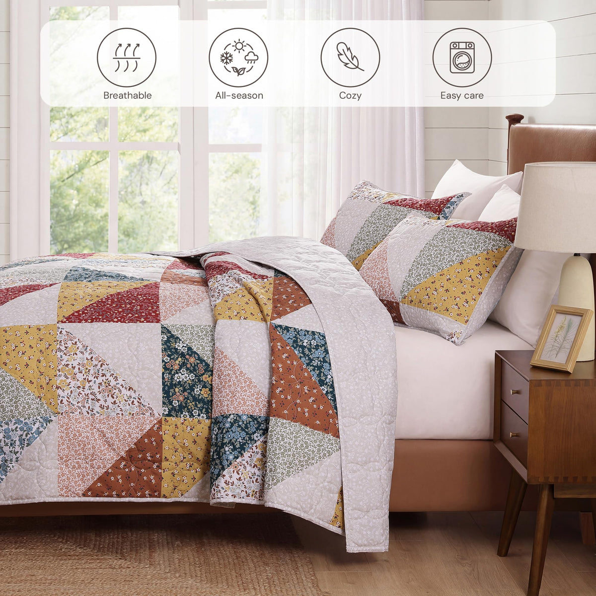BLOOMHAVEN lightweight all-seasons quilt keeps you comfortable year round.