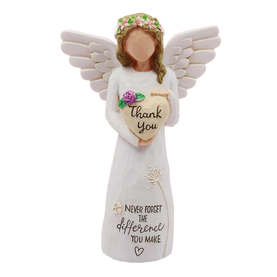 Bloomifinity Thank You Angel Figurine with heart engraving, ideal desk decor that honors everyday appreciation.