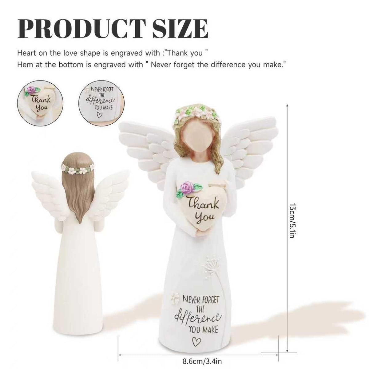Bloomifinity Thank You Angel Figurine featuring the engraved message, a heartfelt daily reminder.