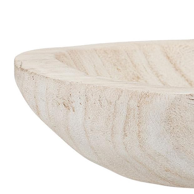 Bloomingville whitewash bowl emphasizing natural wood grain detail.
