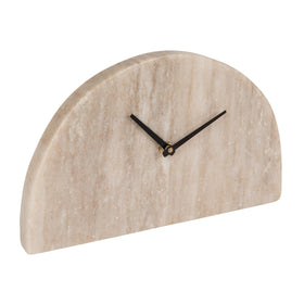 Bloomingville half moon marble mantel clock front view adds timeless elegance to living rooms.