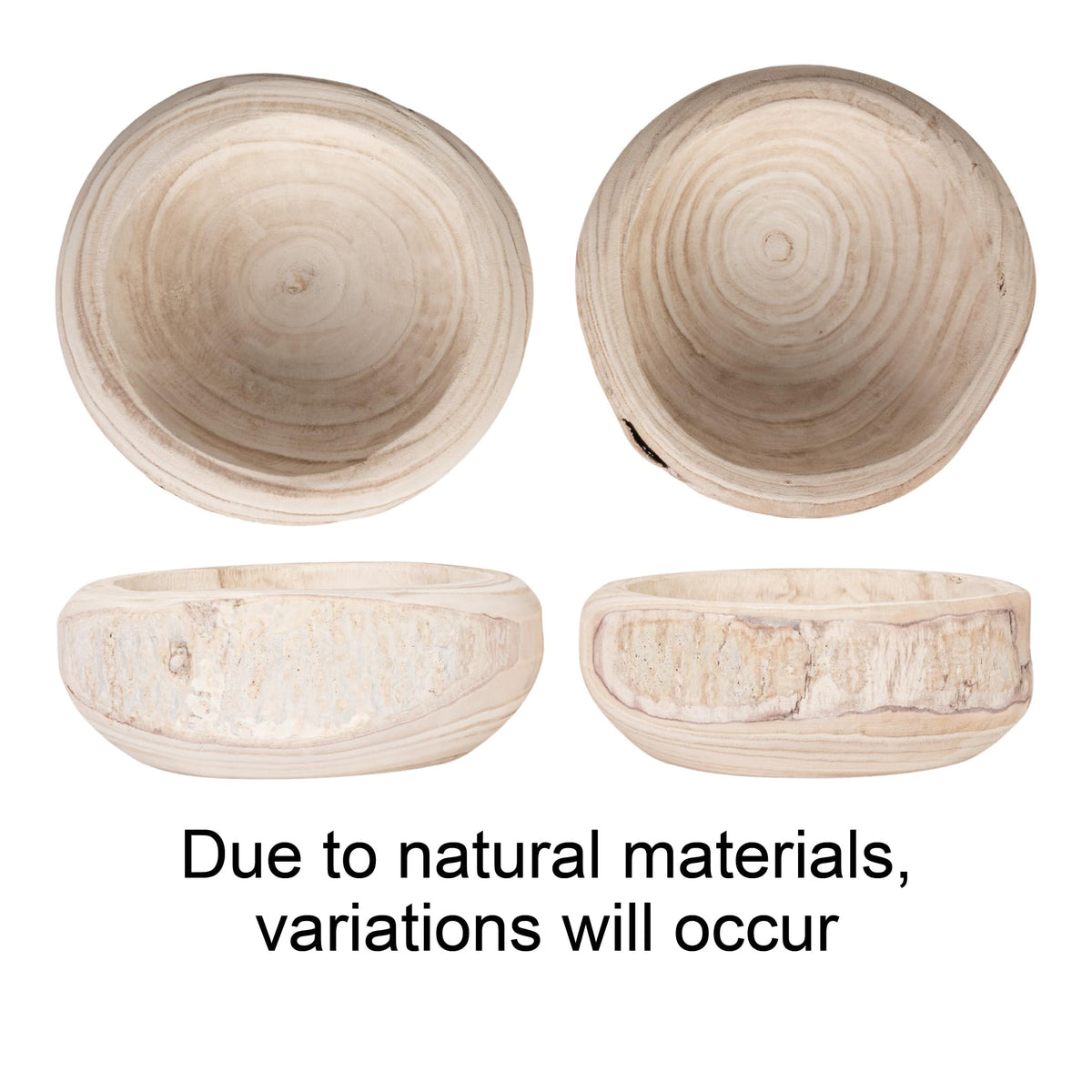 Bloomingville hand-carved paulownia bowl, lightweight yet sturdy for display.