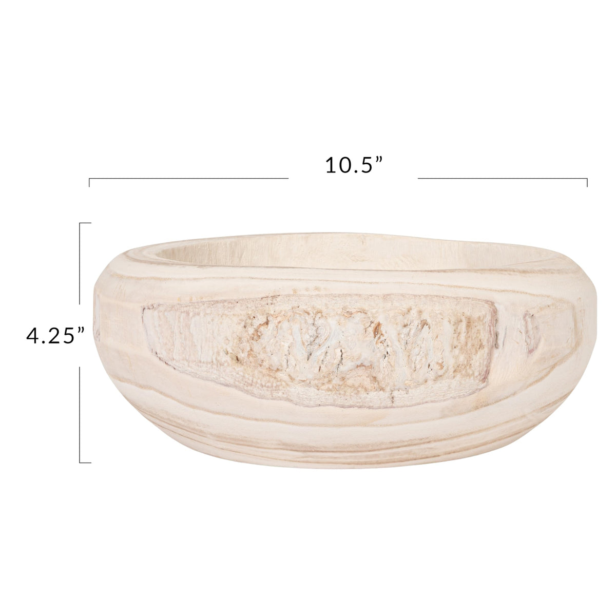 Bloomingville paulownia wood bowl close-up showing grain for natural warmth.