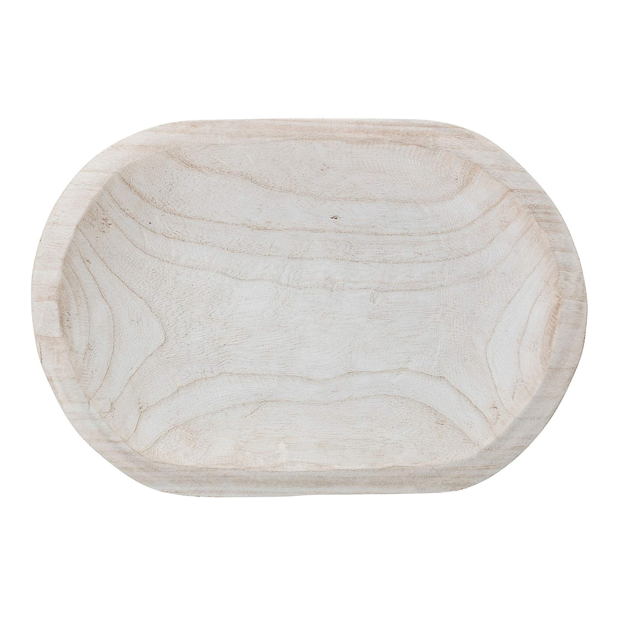 Close-up of Bloomingville paulownia bowl highlighting craftsmanship and texture.