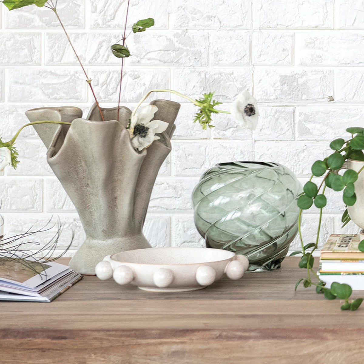 Bloomingville stoneware bowl with durable construction and microwave-safe, dishwasher-safe convenience.
