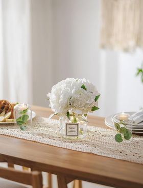 BLOSMON bathroom vanity hydrangea decor offers allergy-friendly beauty.