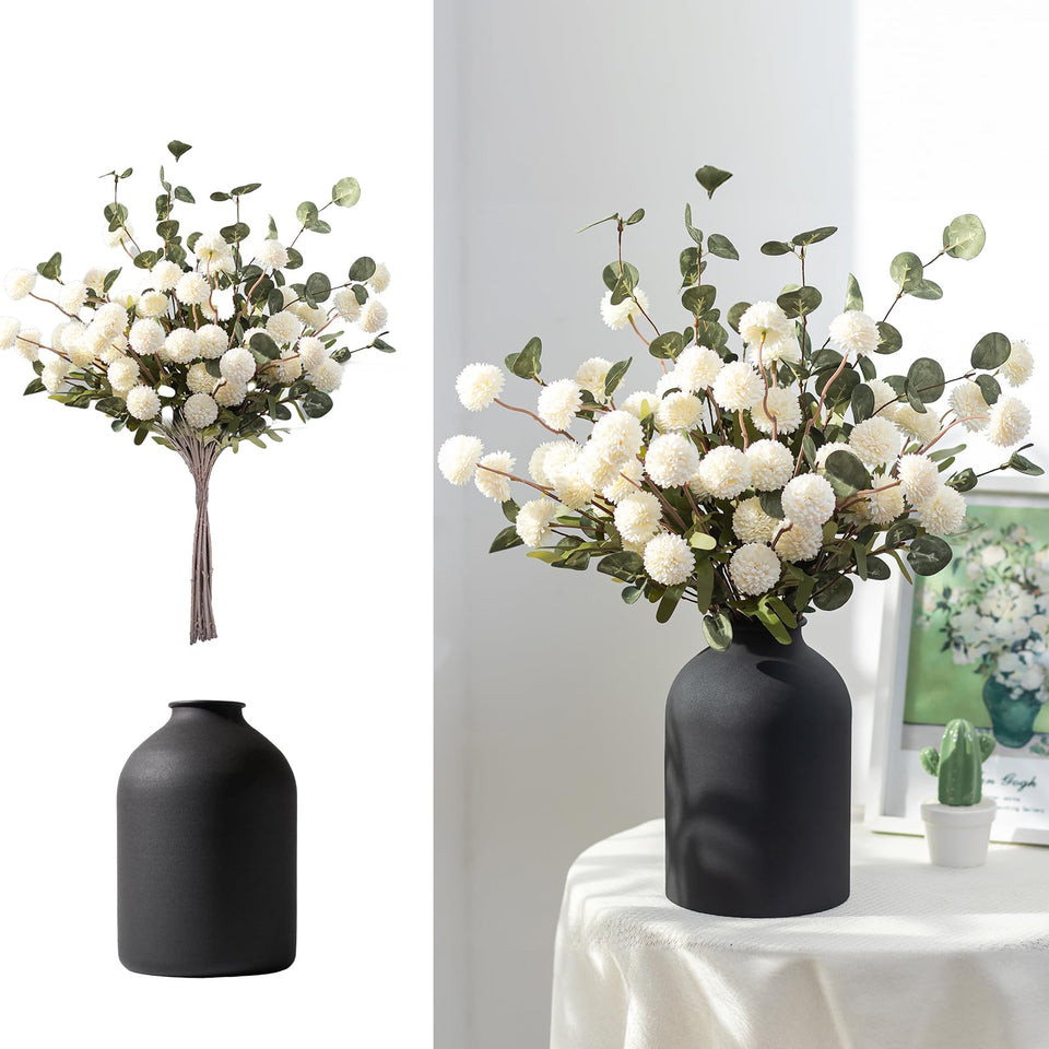 BLOSMON fake flowers in vase create white mum centerpieces for elegant dining tables.