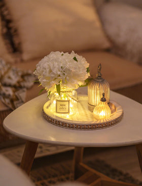 BLOSMON nightstand display creates a calming bedside ambiance.