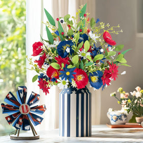 BLOSMON red white blue flowers bouquet showcases patriotic color for display