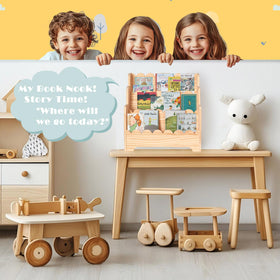 Blossome open-front 3-tier display helps kids choose a story