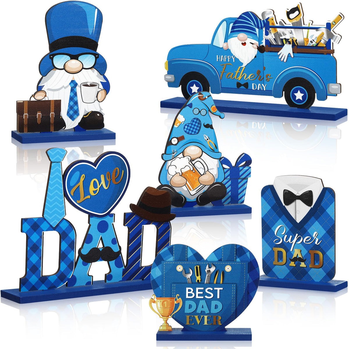 Blosssound Best Dad Ever sign blue adds a bright focal point to Father's Day tables.