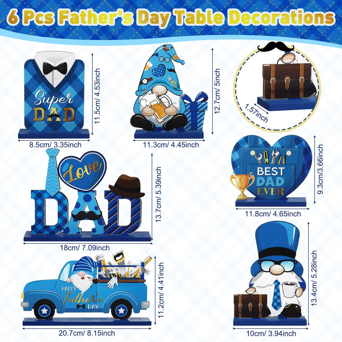 Blosssound Gnome sign blue brings whimsical charm to desks and mantles.