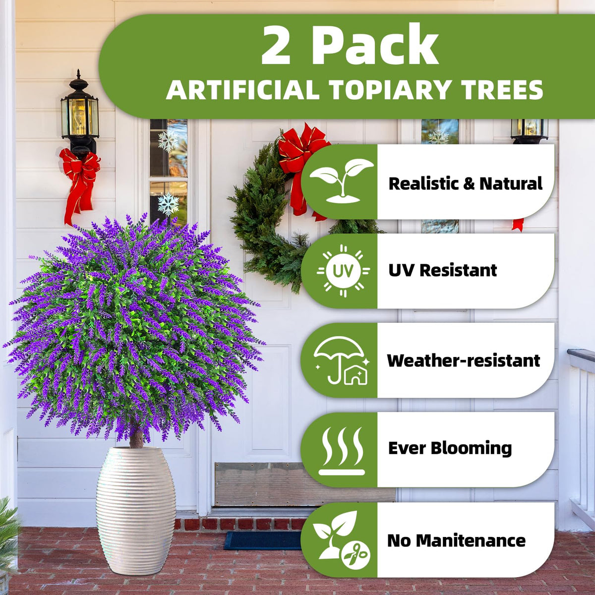 Bloyapix lavender topiary ball with ground spike ready for soil or pot