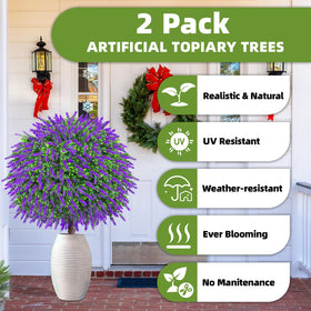 Bloyapix lavender topiary ball with ground spike ready for soil or pot