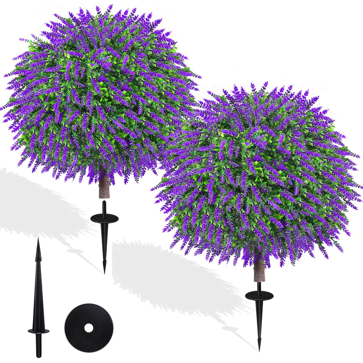Bloyapix 27.5 inch lavender topiary pair on porch, maintenance-free beauty