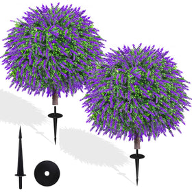 Bloyapix 27.5 inch lavender topiary pair on porch, maintenance-free beauty