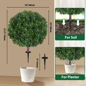 Close-up of Bloyapix artificial boxwood spherical topiary foliage