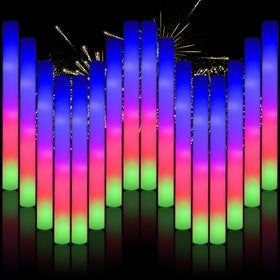 Blu7ive foam glow stick collection glowing in vibrant party colors for celebrations