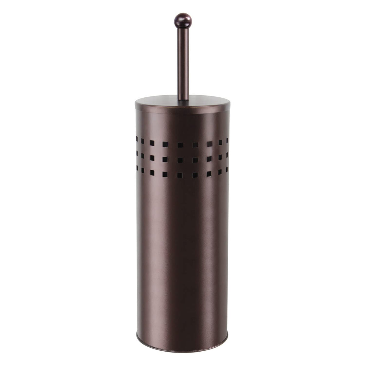 Blue Donuts plunger holder closeup shows durable bronze finish and secure storage.