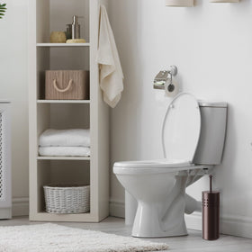 Blue Donuts bronze plunger works on toilets and bathtubs with a strong seal.