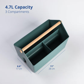 Blue Ginkgo arts and crafts storage basket keeps supplies neatly within reach.