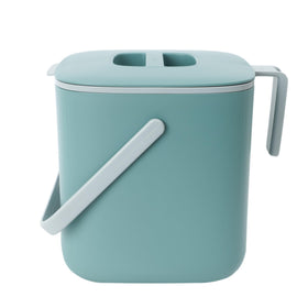 BLUE GINKGO compost bin on counter with lid seal for odor control.
