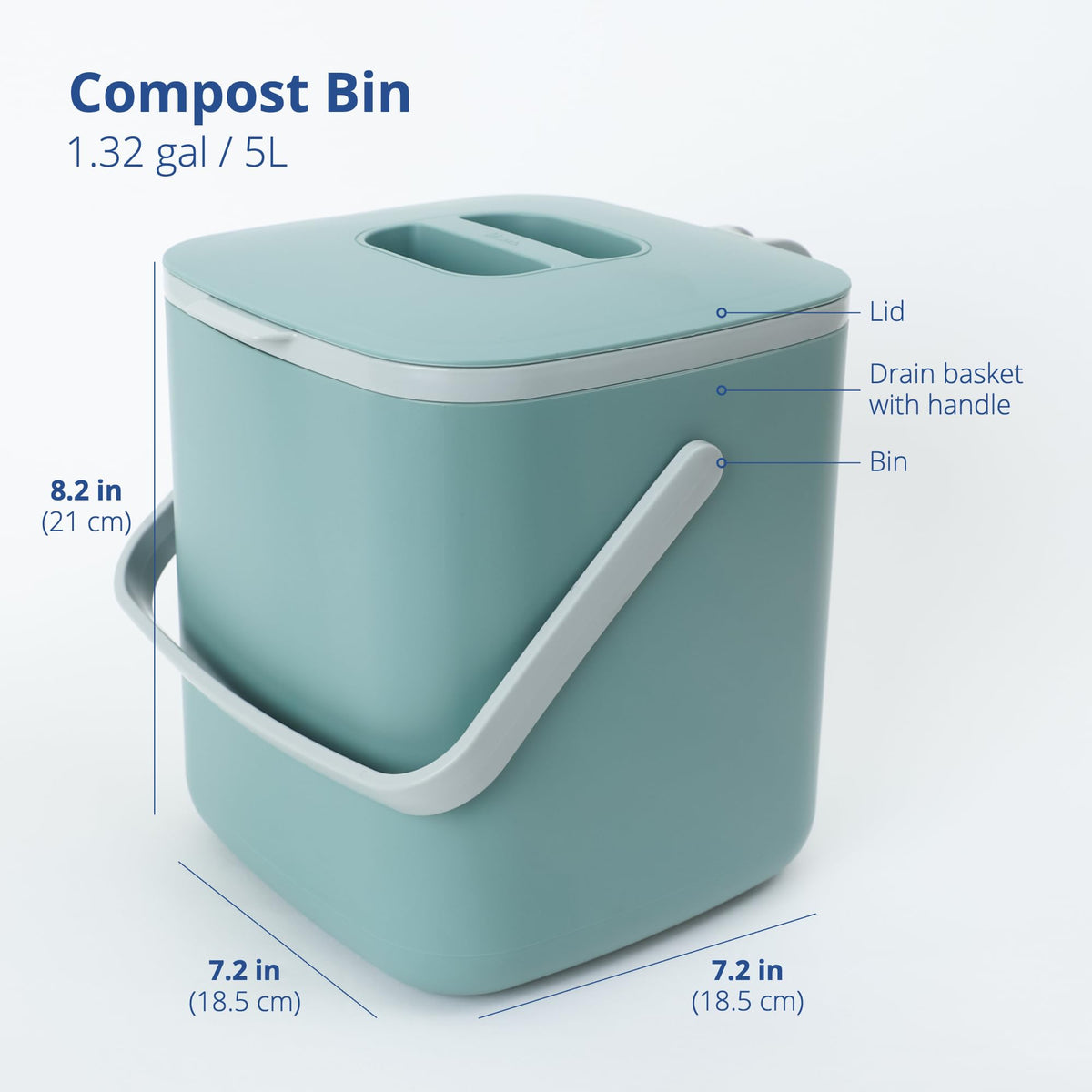 Blue Ginkgo compost bin with odor-tight design for fresh smells.
