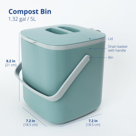 Blue Ginkgo compost bin with odor-tight design for fresh smells.