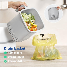 Blue Ginkgo square-shaped bin saves counter space.