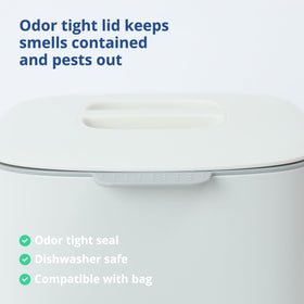 Blue Ginkgo countertop bin interior shown with smooth surface for cleanliness.