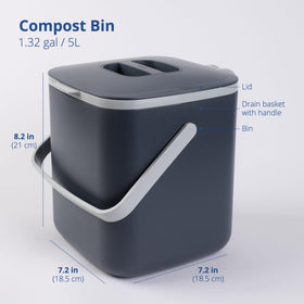 Blue Ginkgo compost bin lid close-up showing odor-sealing design.