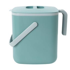 Blue Ginkgo kitchen compost bin lid keeps odors contained.