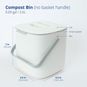 Blue Ginkgo compost bin side view highlighting compact footprint for small kitchens.