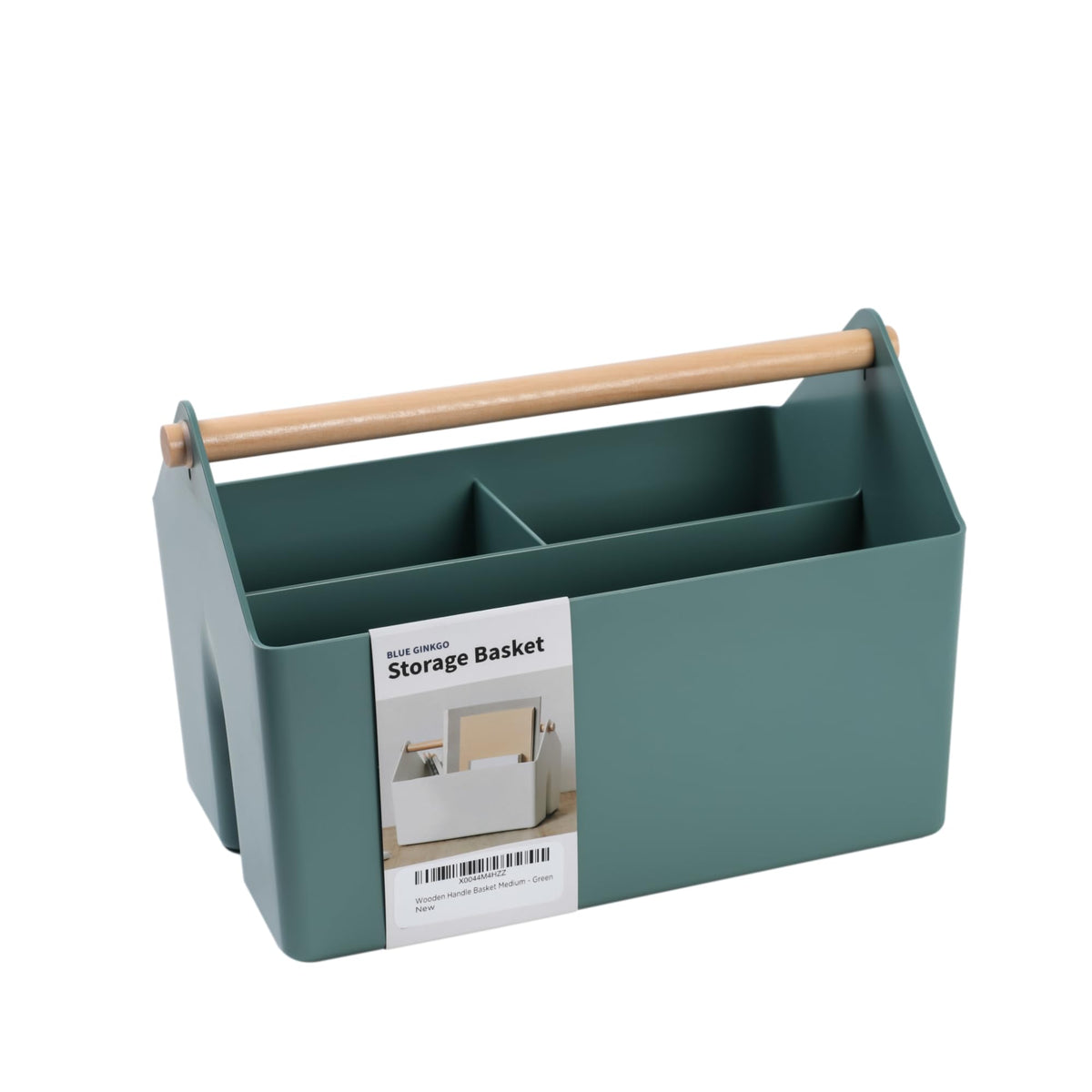 Blue Ginkgo medium storage basket for organized spaces and versatile use on desks and shelves.