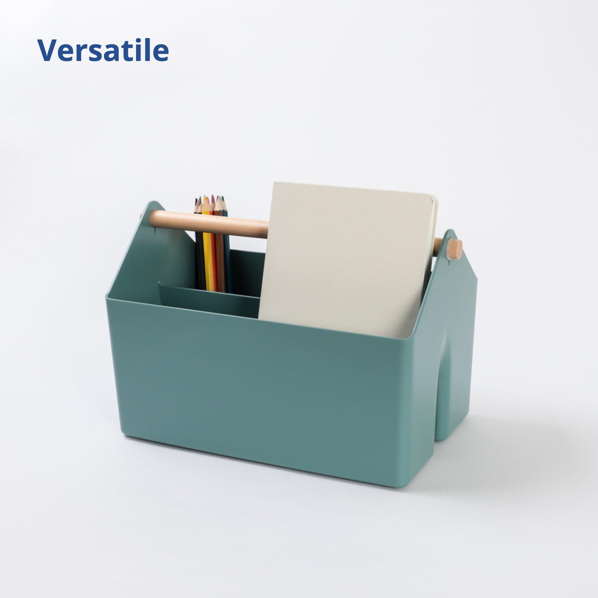 Blue Ginkgo office organization basket for desks, drawers, and shelves.